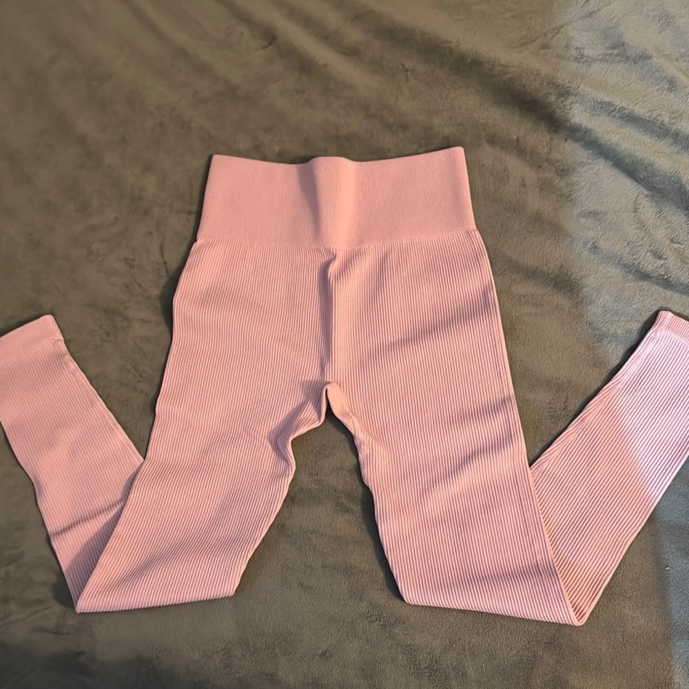 Source Unknown Pink Leggings with High-Rise Waistband and Full Length
